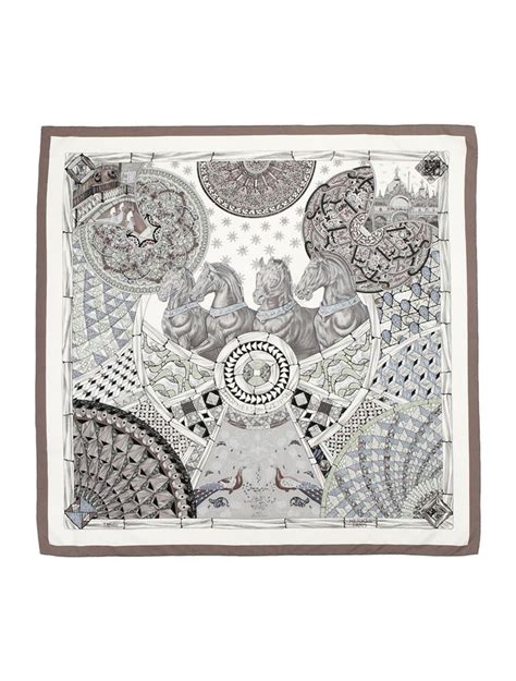 hermes grey silk scarf